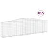 vidaXL Gabion Basket Set of 15 Silver Galvanized iron Large
