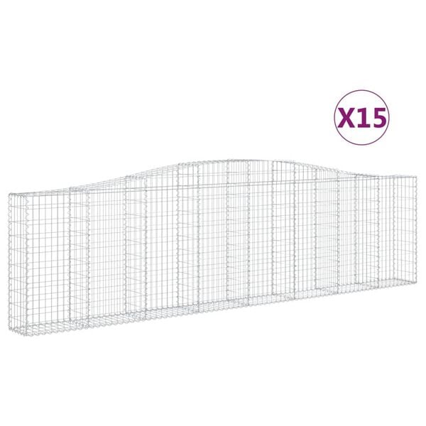 vidaXL Gabion Basket Set of 15 Silver Galvanized iron Large