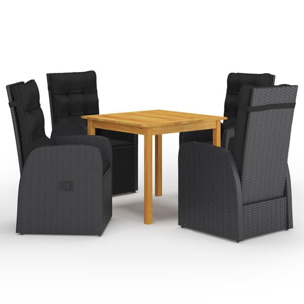 vidaXL Garden Dining Set Black