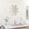 vidaXL Wall Mirror With LED Light Silver Glass, Plastic 19.7 in Diameter