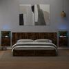 vidaXL Bed Headboard With Cabinet Smoked oak Engineered wood Large