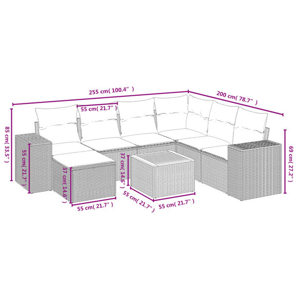 vidaXL Garden Sofa Set Grey