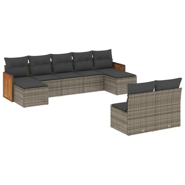 vidaXL Garden Sofa Set Grey PE rattan Large Modular Garden Sofa Set