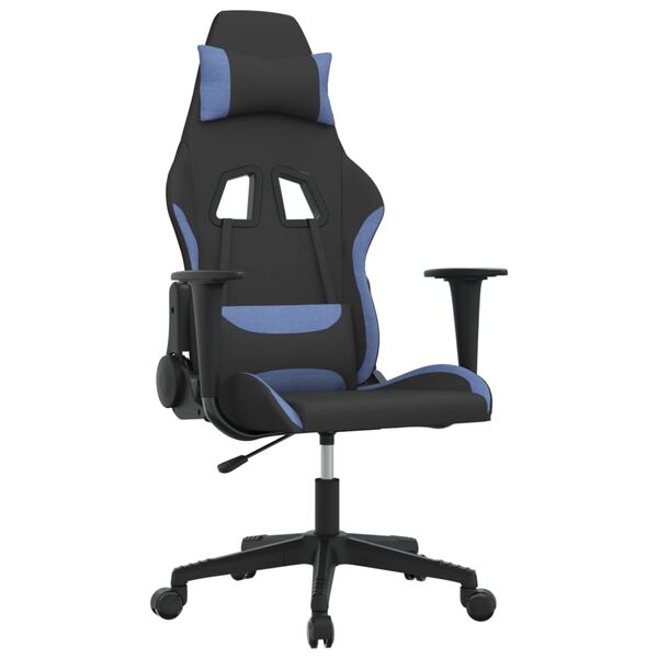 vidaXL Gaming Chair Black and Blue Fabric