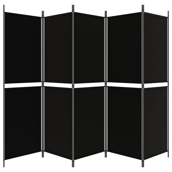 vidaXL 5-Panel Room Divider Black 98.4"x70.9" Fabric