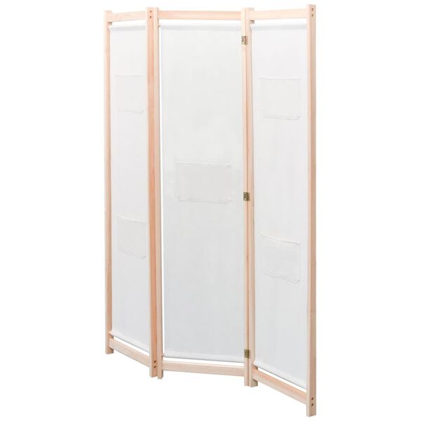 vidaXL 3-Panel Room Divider Cream 47.2x66.9x1.6" Fabric
