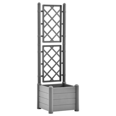 vidaXL Garden Planter with Trellis 16.9"x16.9"x55.9" PP Stone Gray