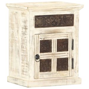 vidaXL Bedside Cabinet White Solid Mango Wood 15.7x11.8x19.7 in