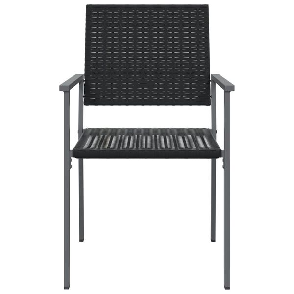 vidaXL Garden Chair Set of 2 Black PE rattan, powder-coated steel