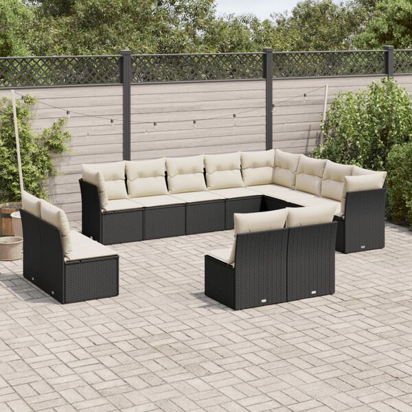 vidaXL Garden Sofa Set Black PE Rattan Large Modular Garden Sofa Set