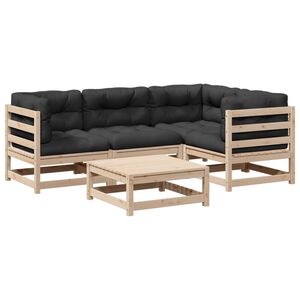 vidaXL Patio Sofa Set Anthracite Solid pine wood 5 Piece Modular