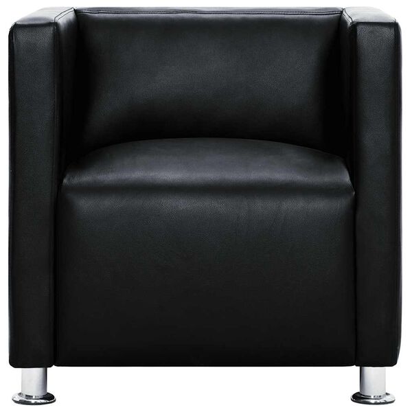vidaXL Armchair Black Faux leather, Metal Compact Durable Armchair