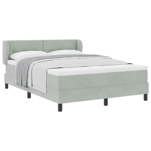 vidaXL Box Spring Bed with Mattress Light gray 62.99 x 78.74 in Velvet