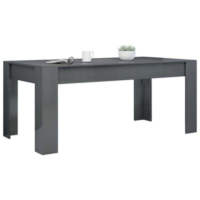 vidaXL Dining Table High Gloss Gray 70.9" x 35.4" x 29.9" Engineered Wood
