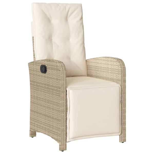 vidaXL Reclining Garden Chair Beige Poly Rattan Medium