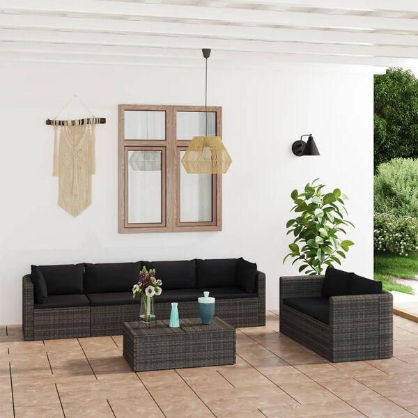 vidaXL Garden Lounge Set Grey PE rattan Large Modular
