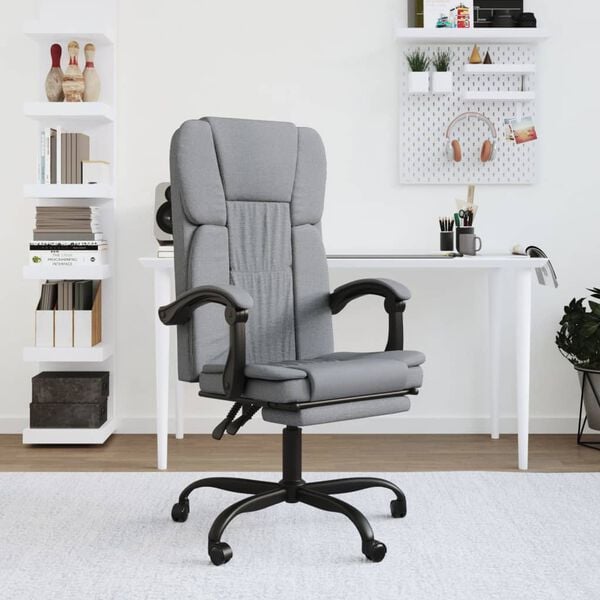 vidaXL Reclining Office Chair Light Grey