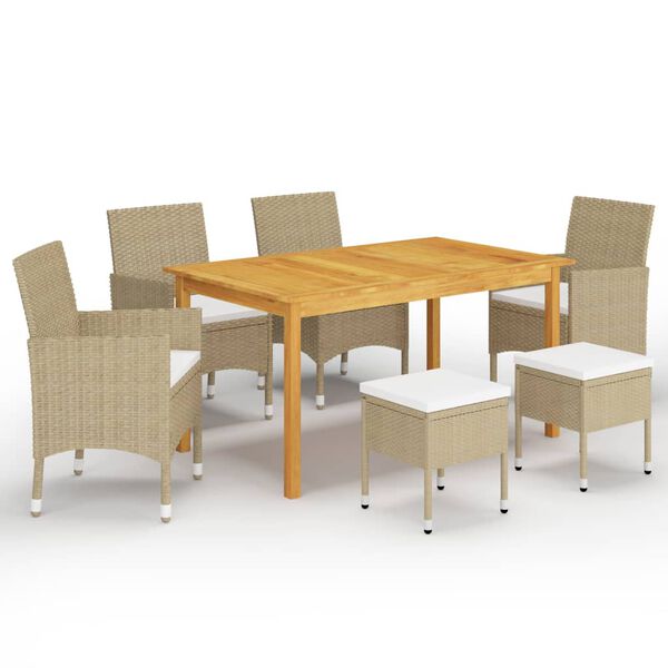 vidaXL Dining Set Beige, Cream White