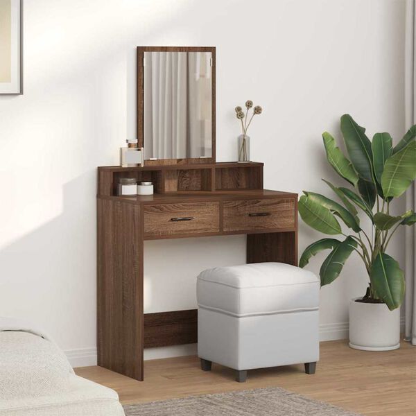 vidaXL Dressing Table with Drawer Brown Oak 31.10 x 16.14 x 55.12 in