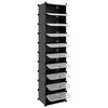 vidaXL Shoe Rack Black Polypropylene, Steel Tall Shoe Rack Rectangular
