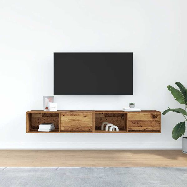 vidaXL TV Cabinet Set of 2 Old wood Engineered wood Medium TV Cabinet