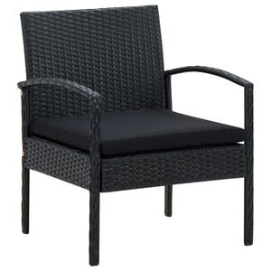 vidaXL Garden Chair Black PE Rattan, Powder-Coated Steel, Polyester