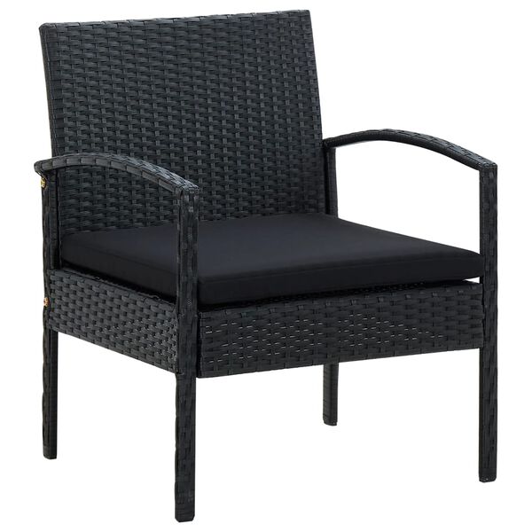 vidaXL Garden Chair Black PE Rattan, Powder-Coated Steel, Polyester