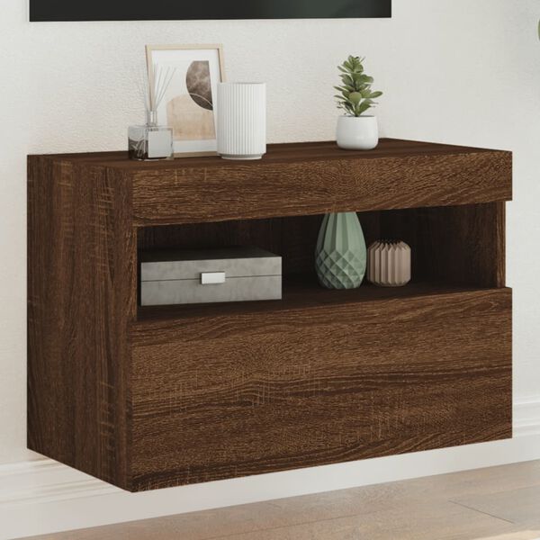 vidaXL TV Wall Cabinet Brown Oak Engineered wood 23.6 x 11.8 x 15.7 in