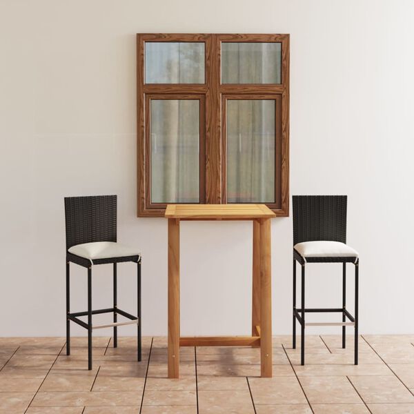 vidaXL Garden Bar Set Black, Cream