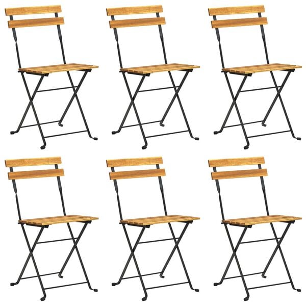 vidaXL Garden Chair Set of 6 Brown Solid Acacia wood Standard