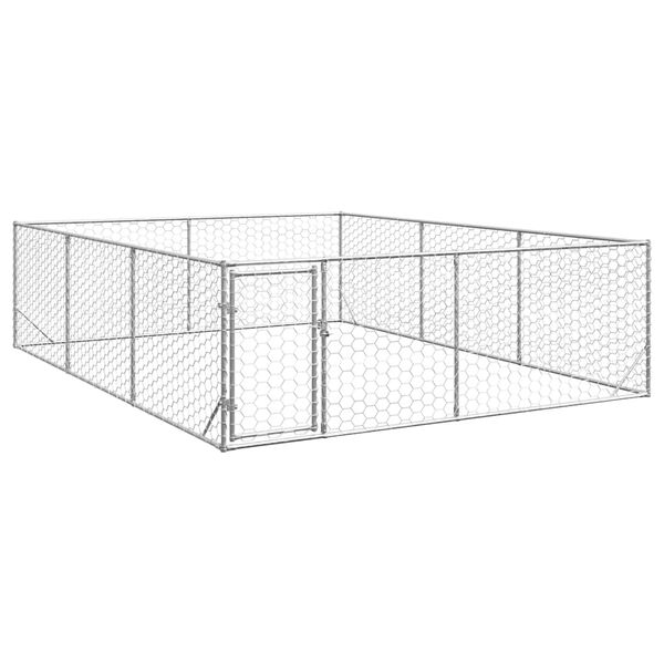 vidaXL Outdoor Dog Kennel Galvanized Steel Large Durable