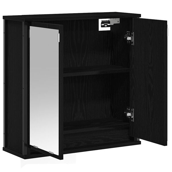 vidaXL Bathroom Wall Cabinet Black wood Engineered wood Medium