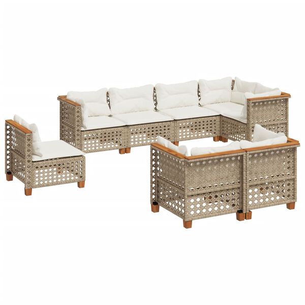 vidaXL Patio Sofa Set Beige PE rattan Large Modular