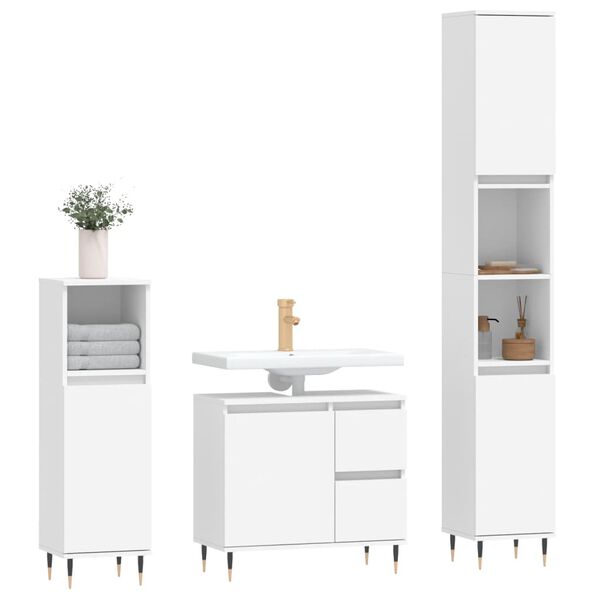 vidaXL Bathroom Furniture Set White Engineered wood, iron Medium