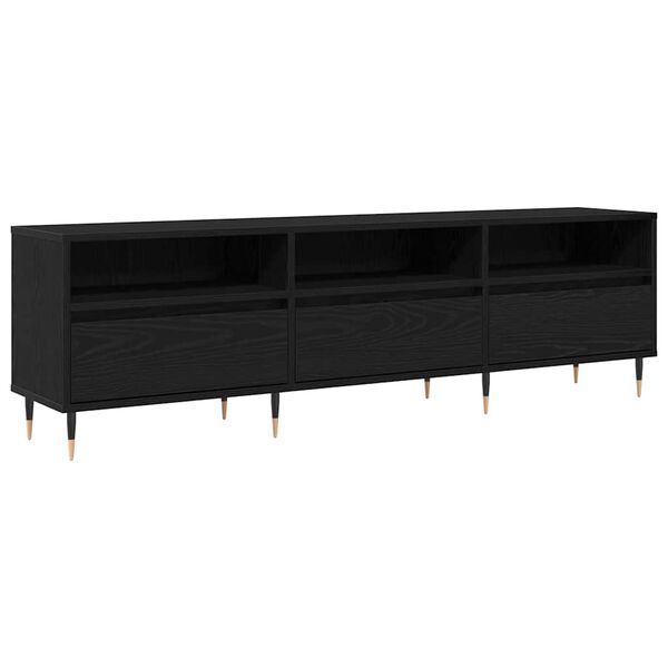 vidaXL TV Cabinet Black Oak 59.06 x 11.81 x 17.72 in Engineered Wood