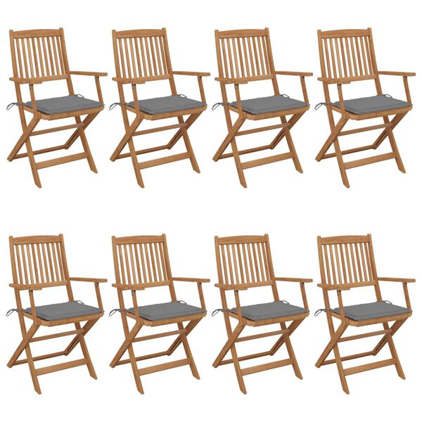vidaXL Garden Chair Set of 8 Natural wood Solid acacia wood Standard