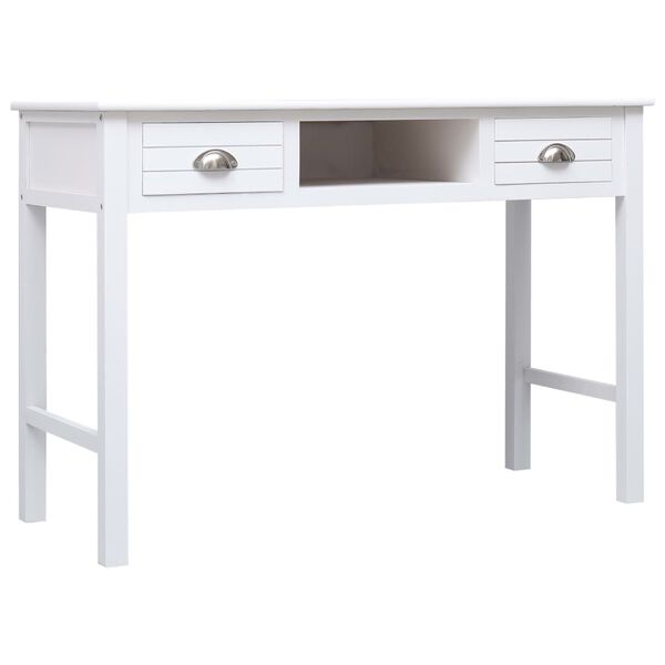 vidaXL Desk White Solid Paulownia wood and Solid Poplar wood Medium Desk