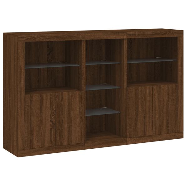 vidaXL Sideboard Brown Oak Engineered wood, Glass Medium Sideboard