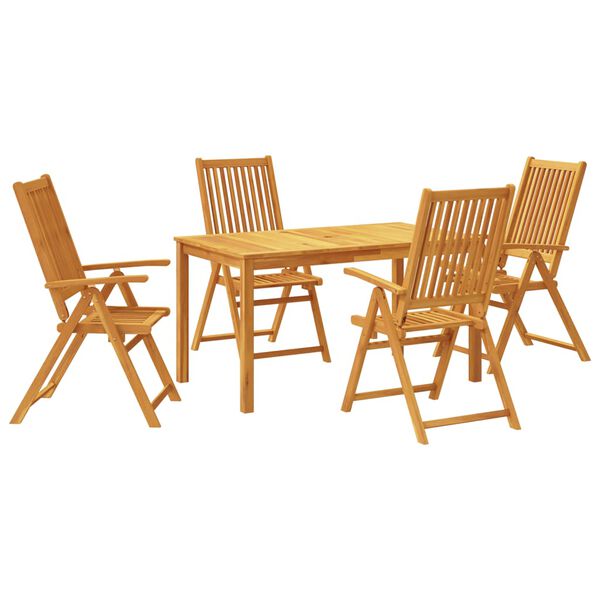 vidaXL 5 Piece Patio Dining Set 55.1"x31.5"x29.1" Solid Wood Acacia