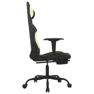 vidaXL Massage Gaming Chair with Footrest Black and Cream Fabric