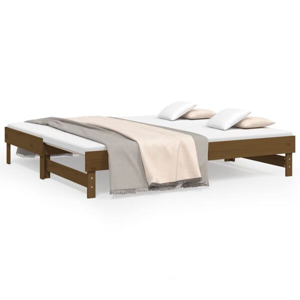 vidaXL Day Bed Honey brown Solid pinewood Full Pull-Out Day Bed