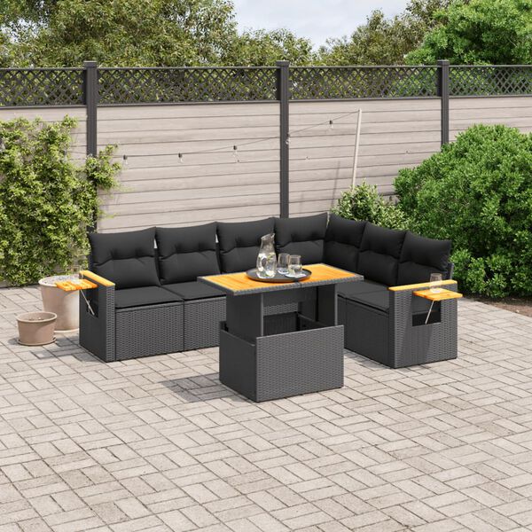 vidaXL Garden Sofa Set Black