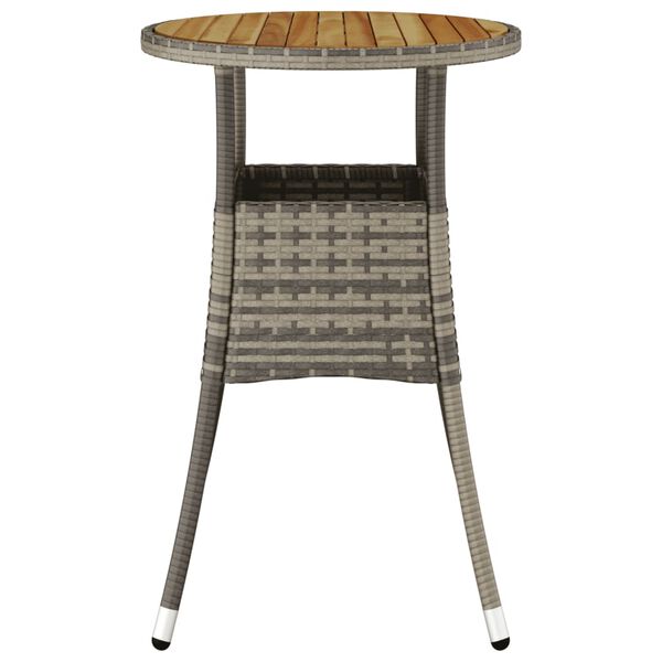 vidaXL Garden Table Grey Poly rattan, powder-coated steel, solid acacia wood