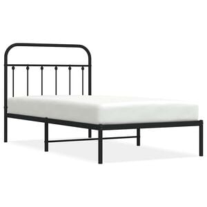 vidaXL Bed Frame Black Powder-Coated Steel Twin Bed Frame Rectangular