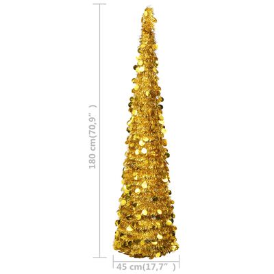 vidaXL Pop-up Artificial Christmas Tree Gold 6 ft PET