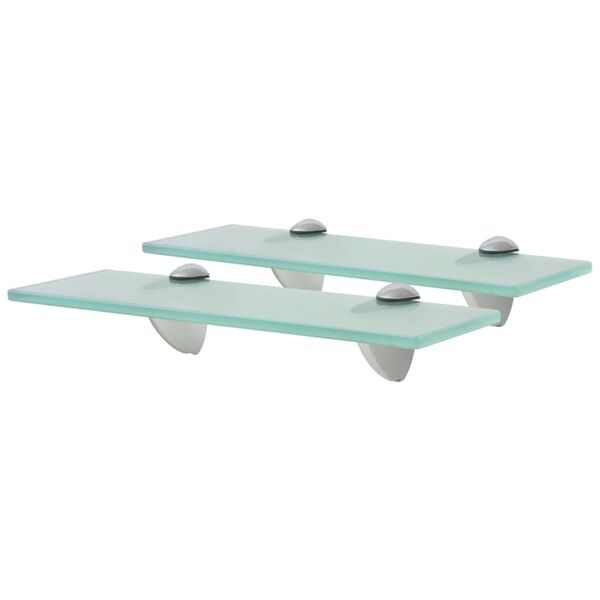 vidaXL Floating Shelf Set of 2 Clear Tempered glass, Zinc alloy