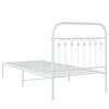vidaXL Bed Frame White Steel Twin Bed Frame Rectangular Traditional