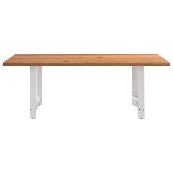 vidaXL Dining Table Light brown, white Solid oak wood, powder-coated steel