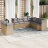 vidaXL Garden Sofa Set Beige, Light Grey Poly Rattan, Polyester, Steel