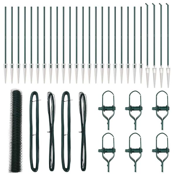 vidaXL Fence Post Green 164.04 x 4.59 ft (1.42 in mesh) Steel and PVC